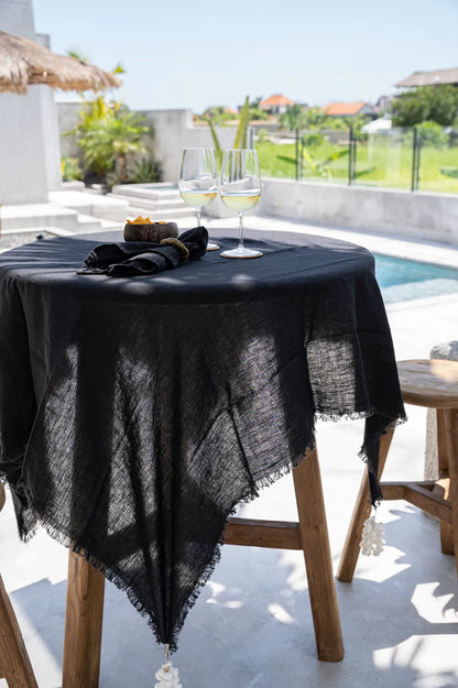 The Linen tablecloth - Black -150x200