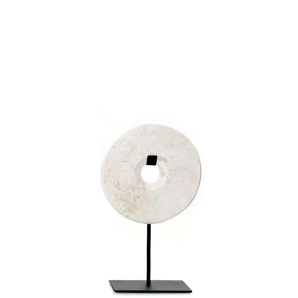 the marble disc on stand - white - s