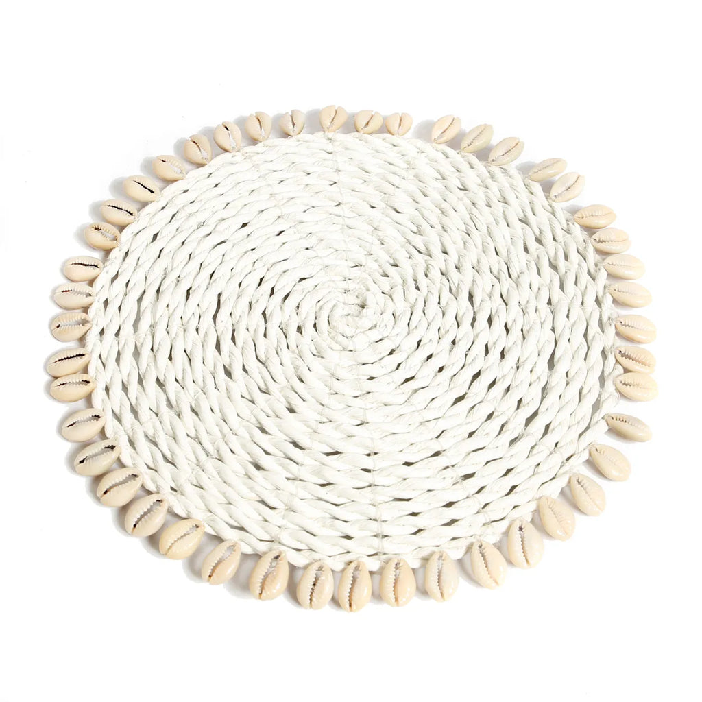 the seagrass shell pan coaster - white