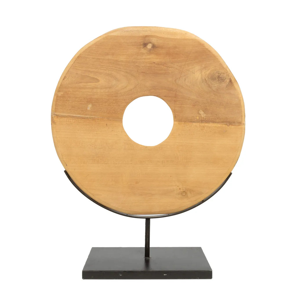 de teak disc op stand - l