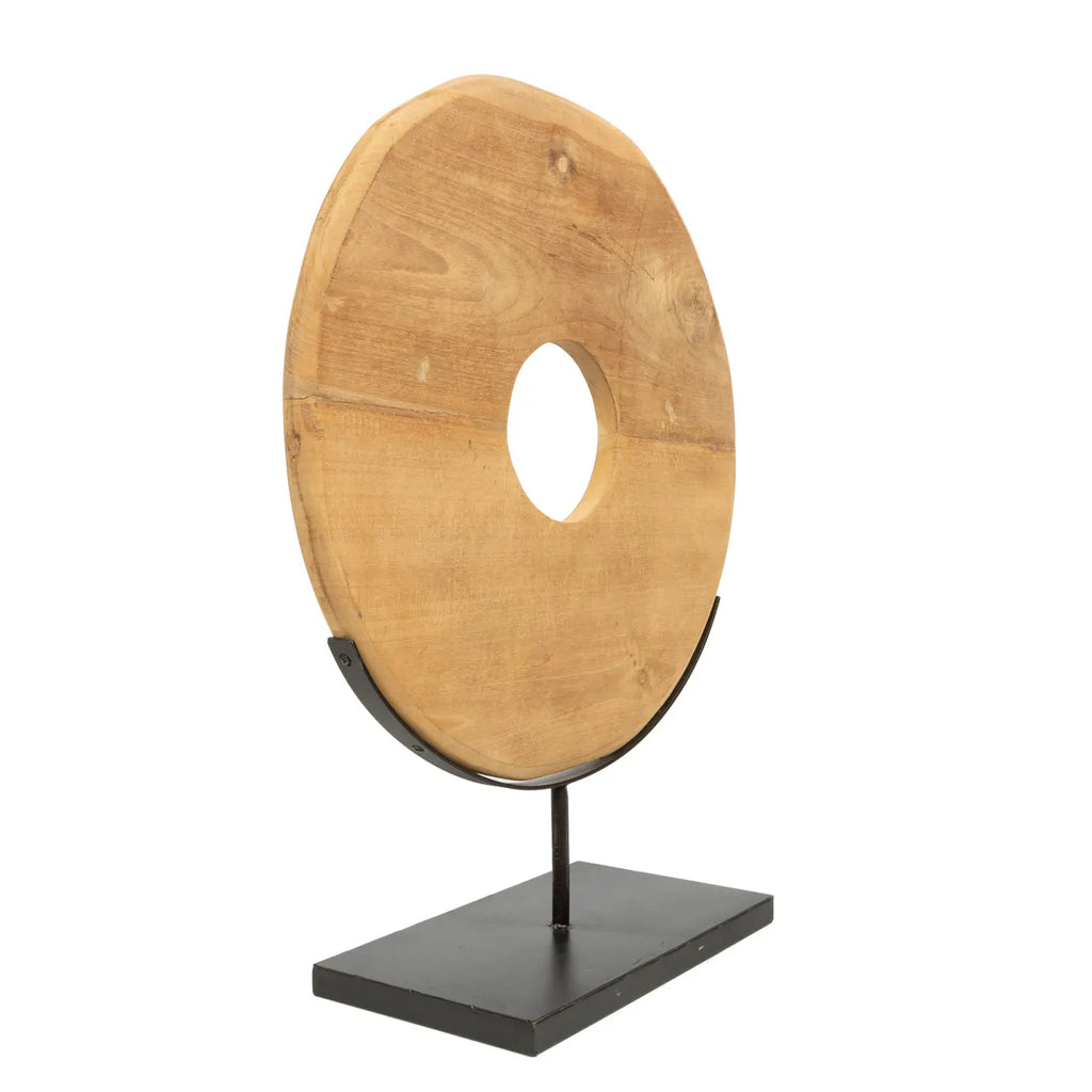 de teak disc op stand - l