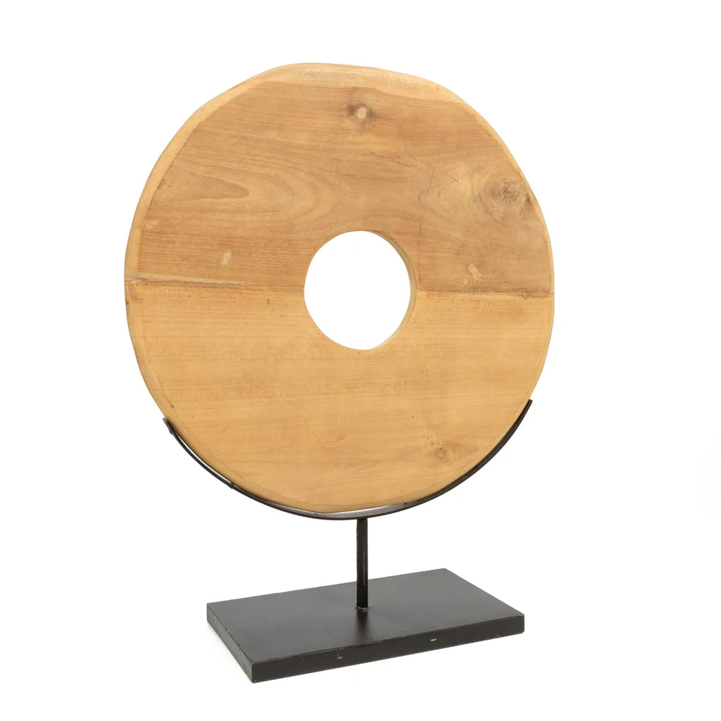 de teak disc op stand - l