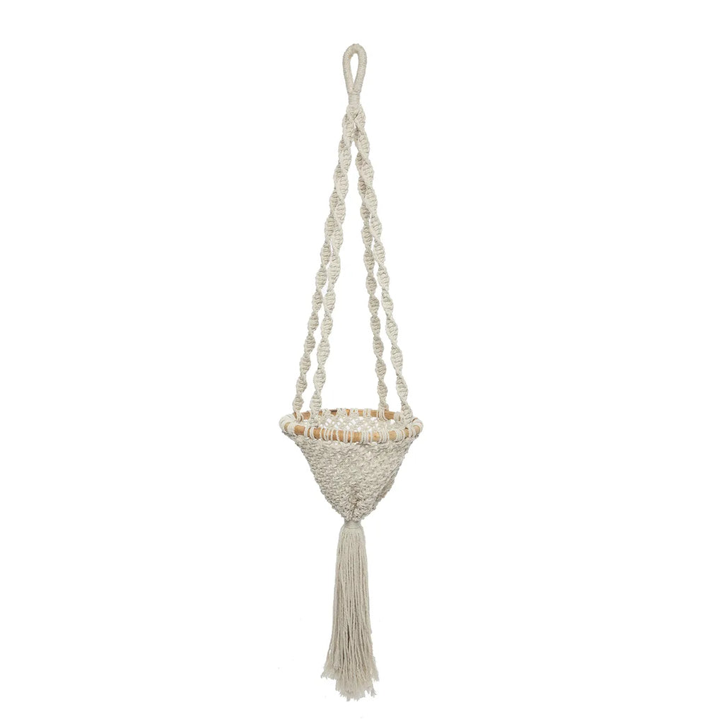 the twisted macrame plant hanger - natural white - l