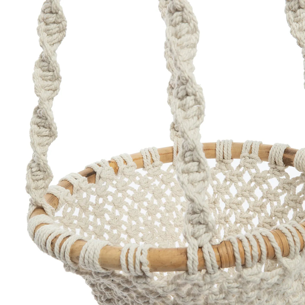 de twisted macrame planthanger - naturel wit - l