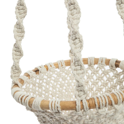 De Twisted Macrame Planthanger - Naturel Wit - L