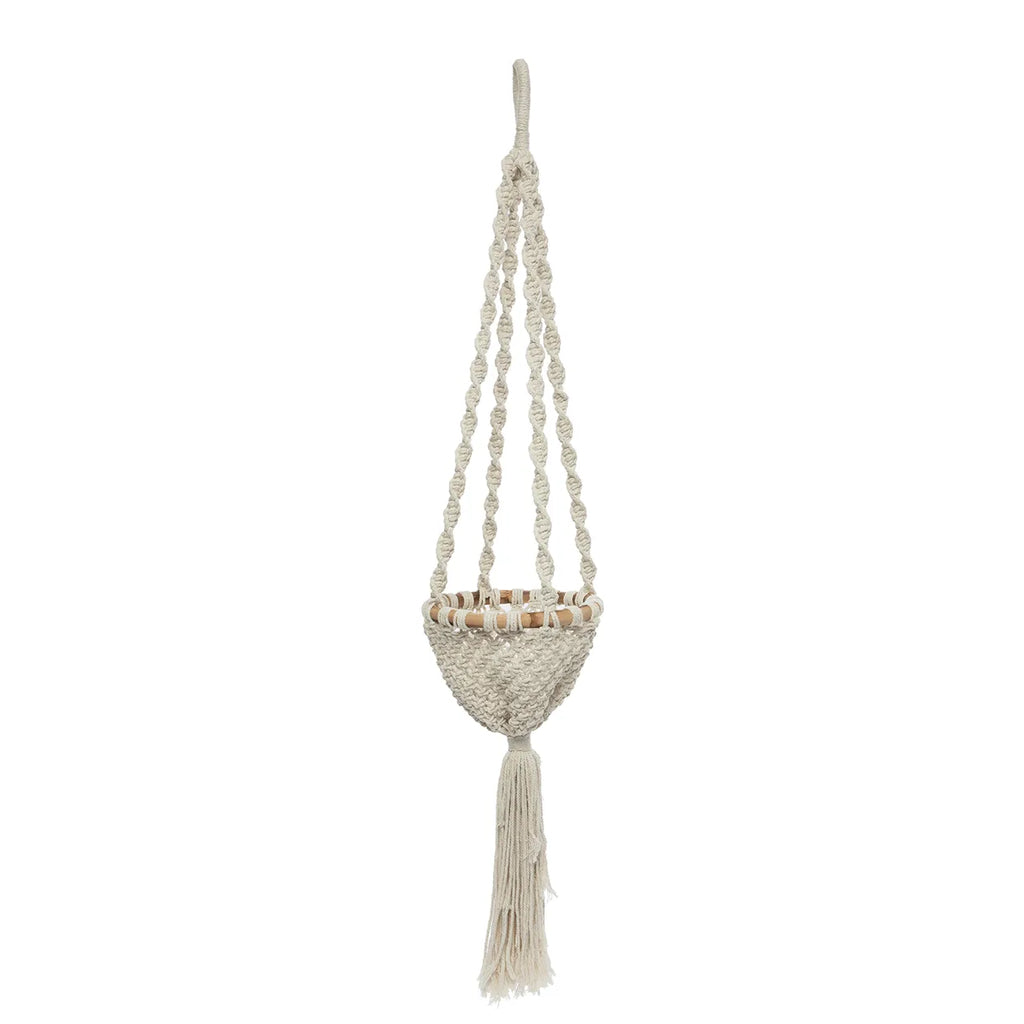 de twisted macrame planthanger - naturel wit - m