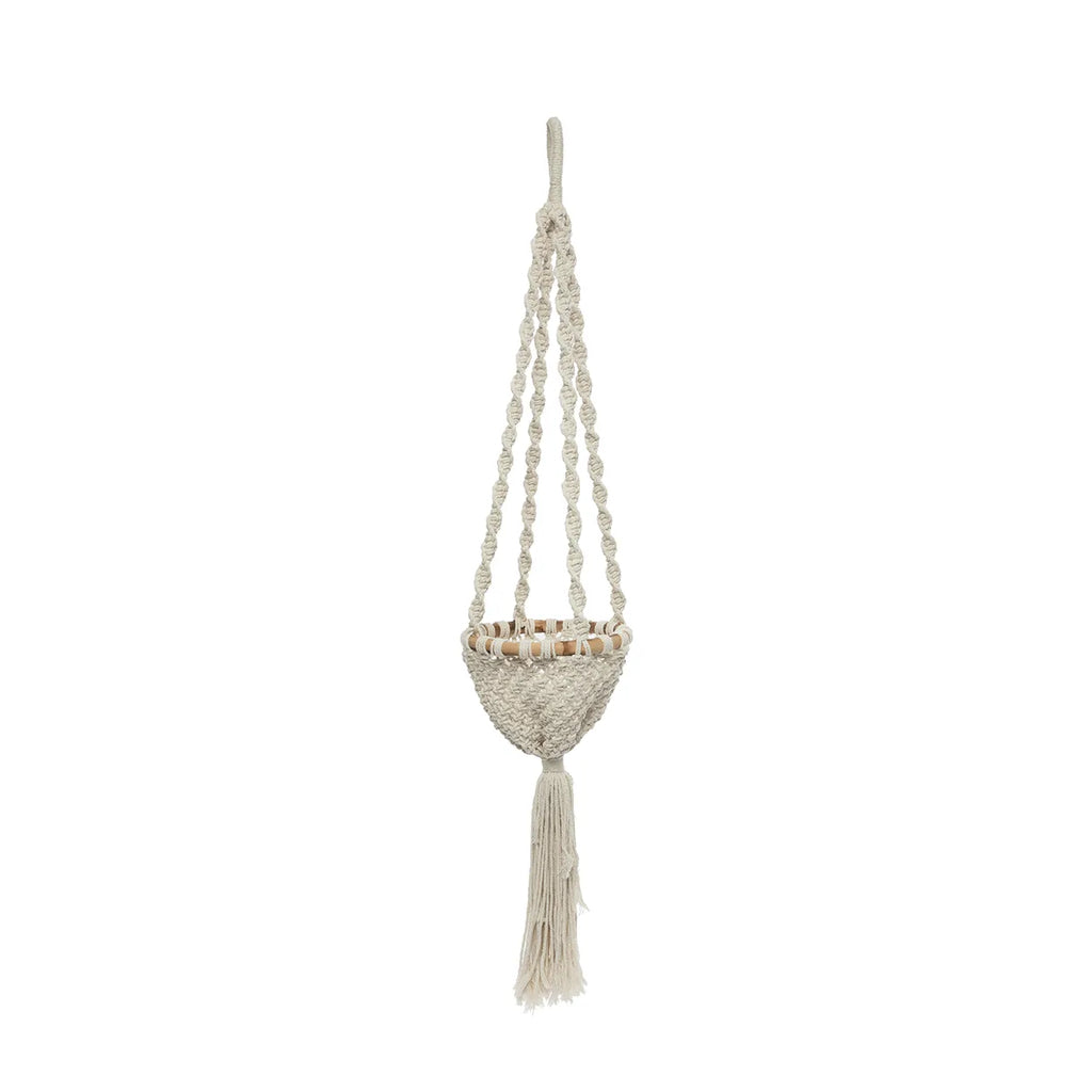 the twisted macrame plant hanger - natural white - s