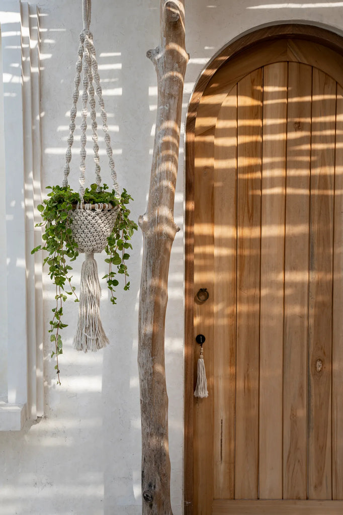 the twisted macrame plant hanger - natural white - s