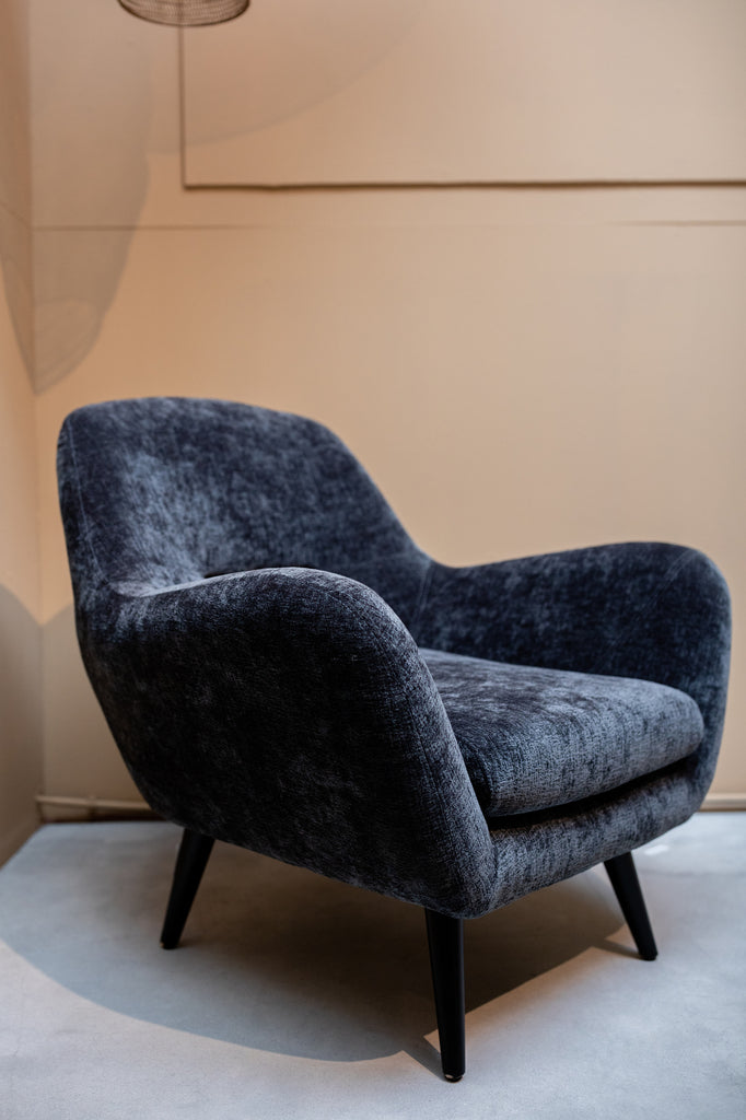 donny anthracite armchair with black wooden legs