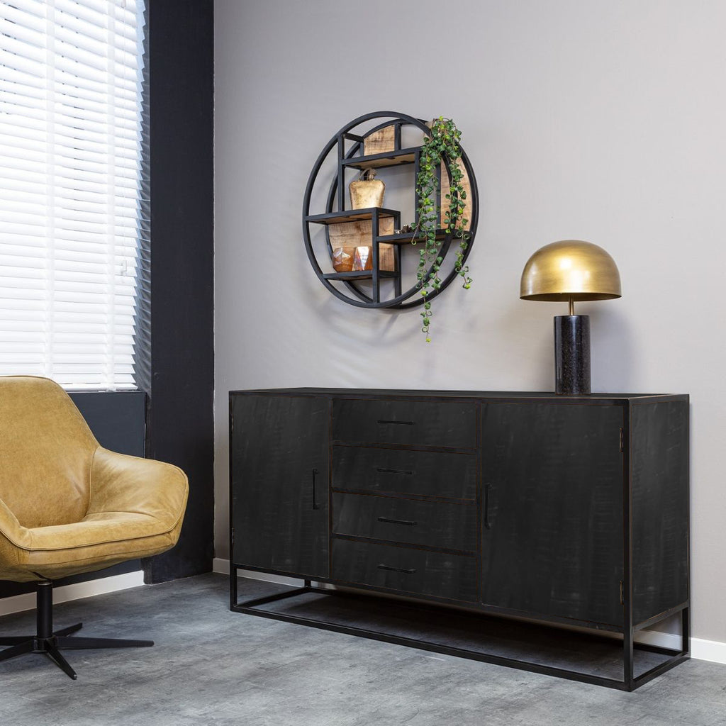 denver black sideboard 165 cm | mango wood and steel