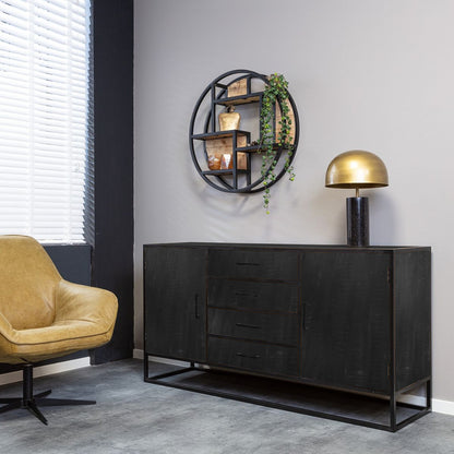 Denver Black Sideboard 165 cm | Mango Wood and Steel