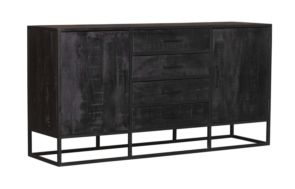 denver black sideboard 165 cm | mango wood and steel