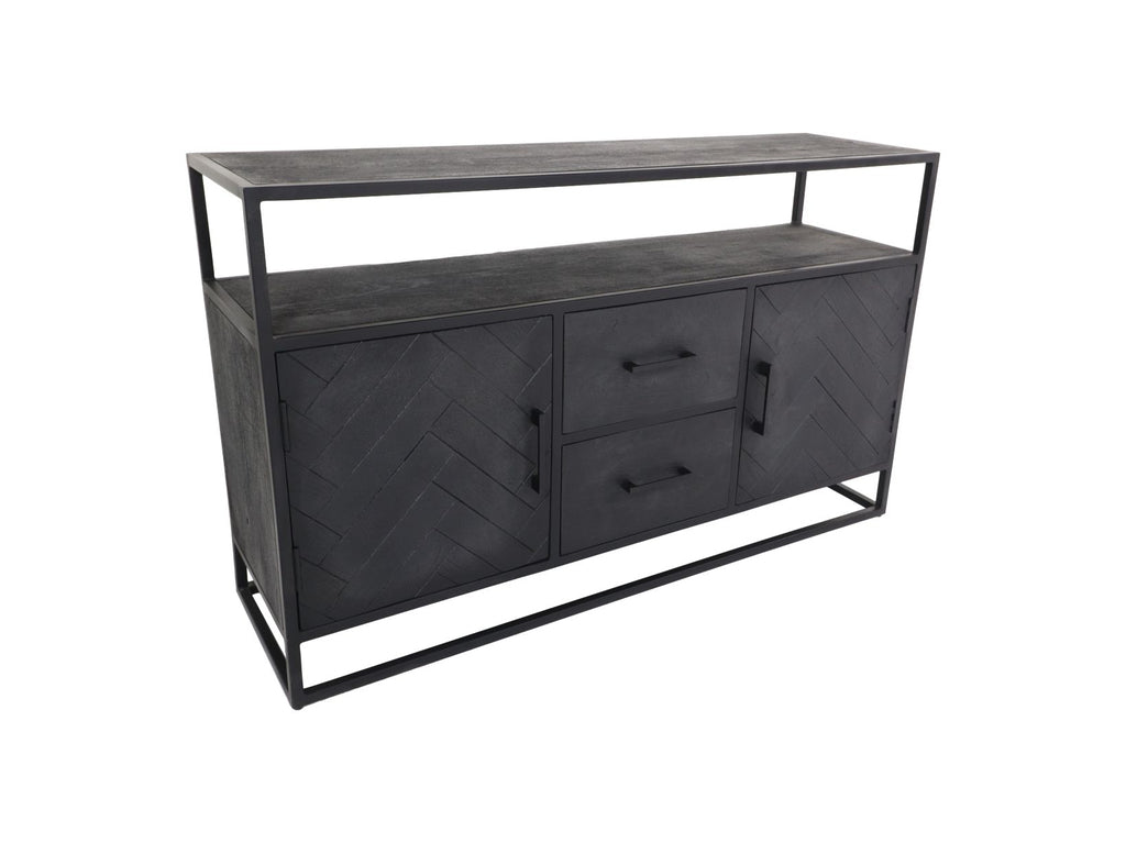 sideboard verona - 140x40x85 - black - mango wood/metal