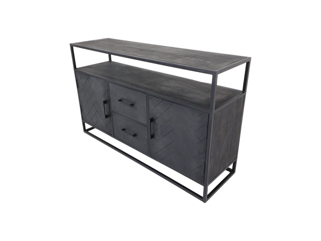 sideboard verona - 140x40x85 - black - mango wood/metal