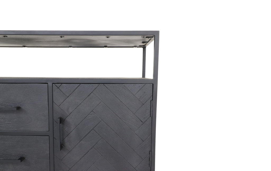 sideboard verona - 140x40x85 - black - mango wood/metal