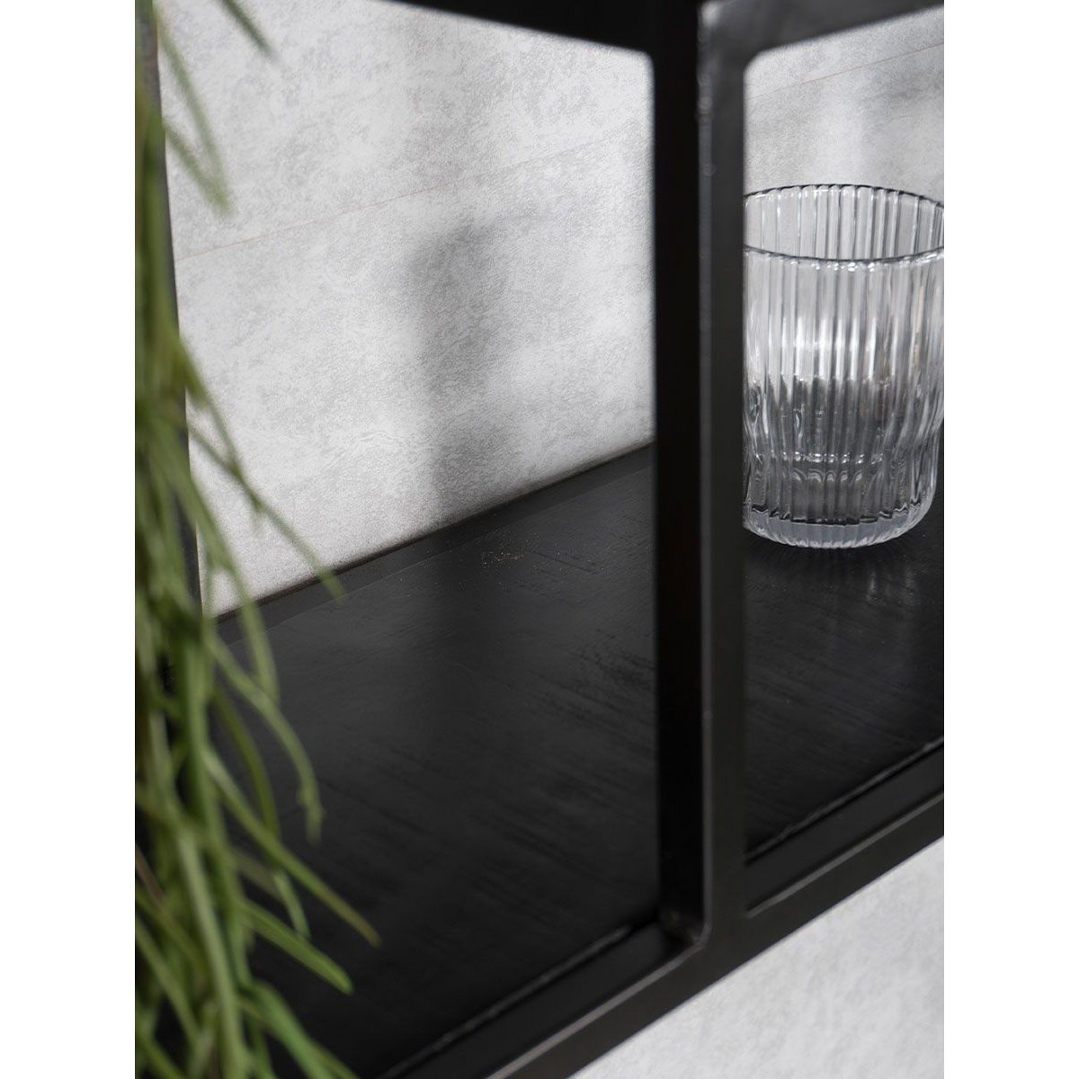 wall cabinet - huub black mango wood - 73 x 73 x 21 cm