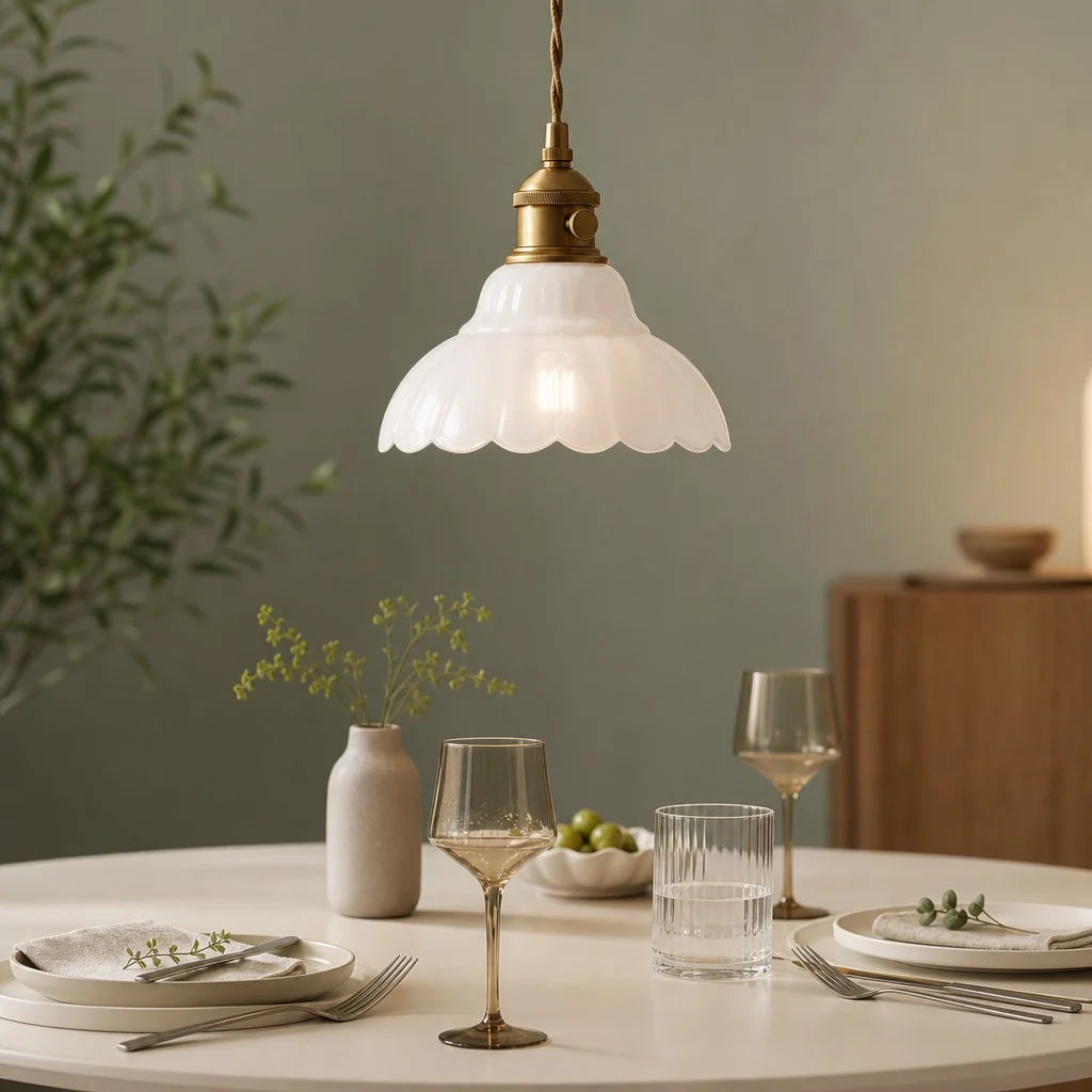 glazen hanglamp vintage bloemontwerp