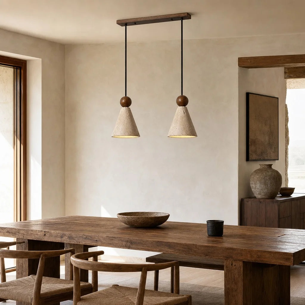 ariad wabi-sabi travertijn hanglamp in kegelvorm