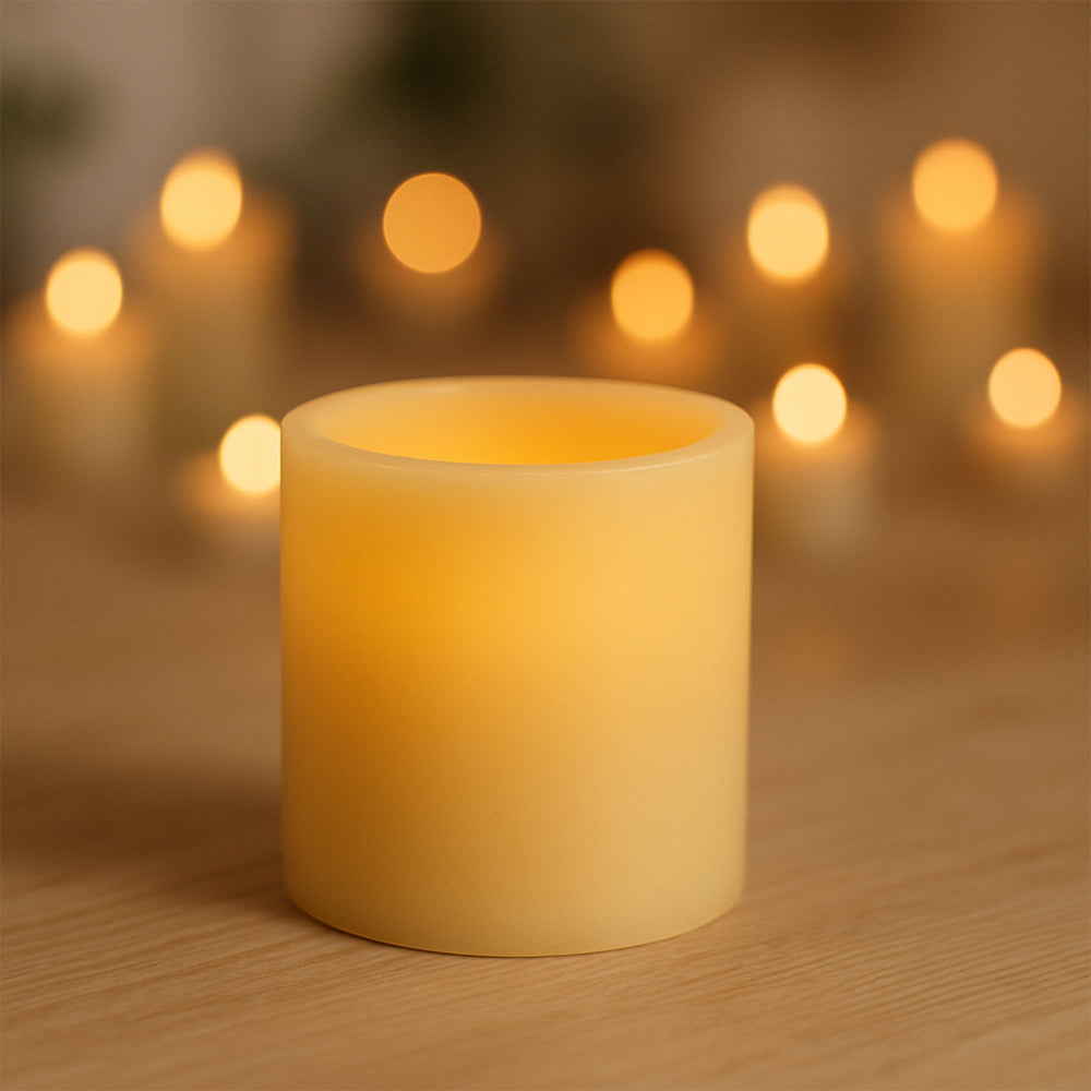 led zuilkaars met 3d vlamgloed 15 cm