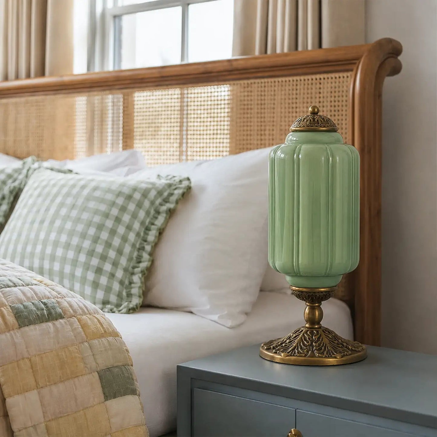 lumi eloise tafellamp in frans retro-stijl, crèmekleurig glas met structuur