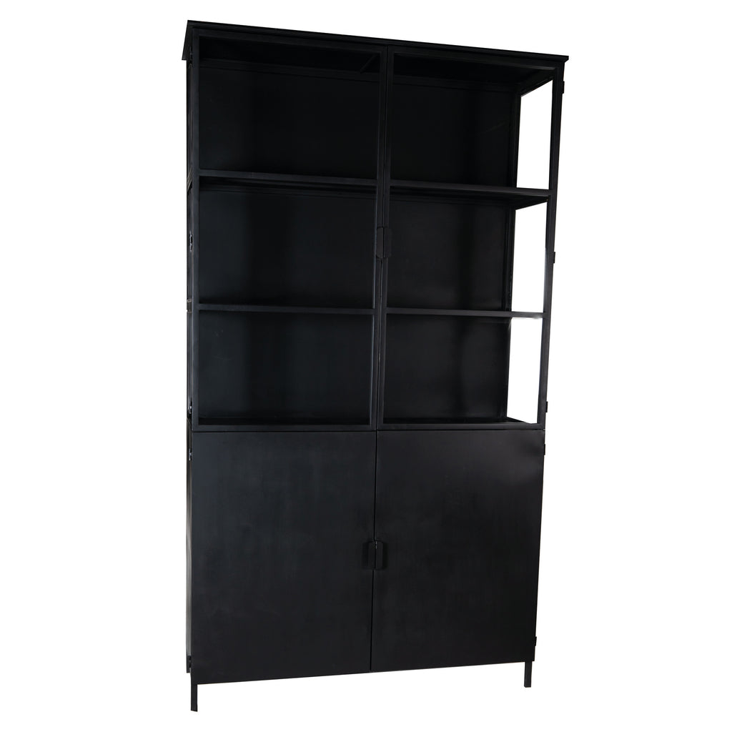 elina glass cabinet black iron frame 2 doors