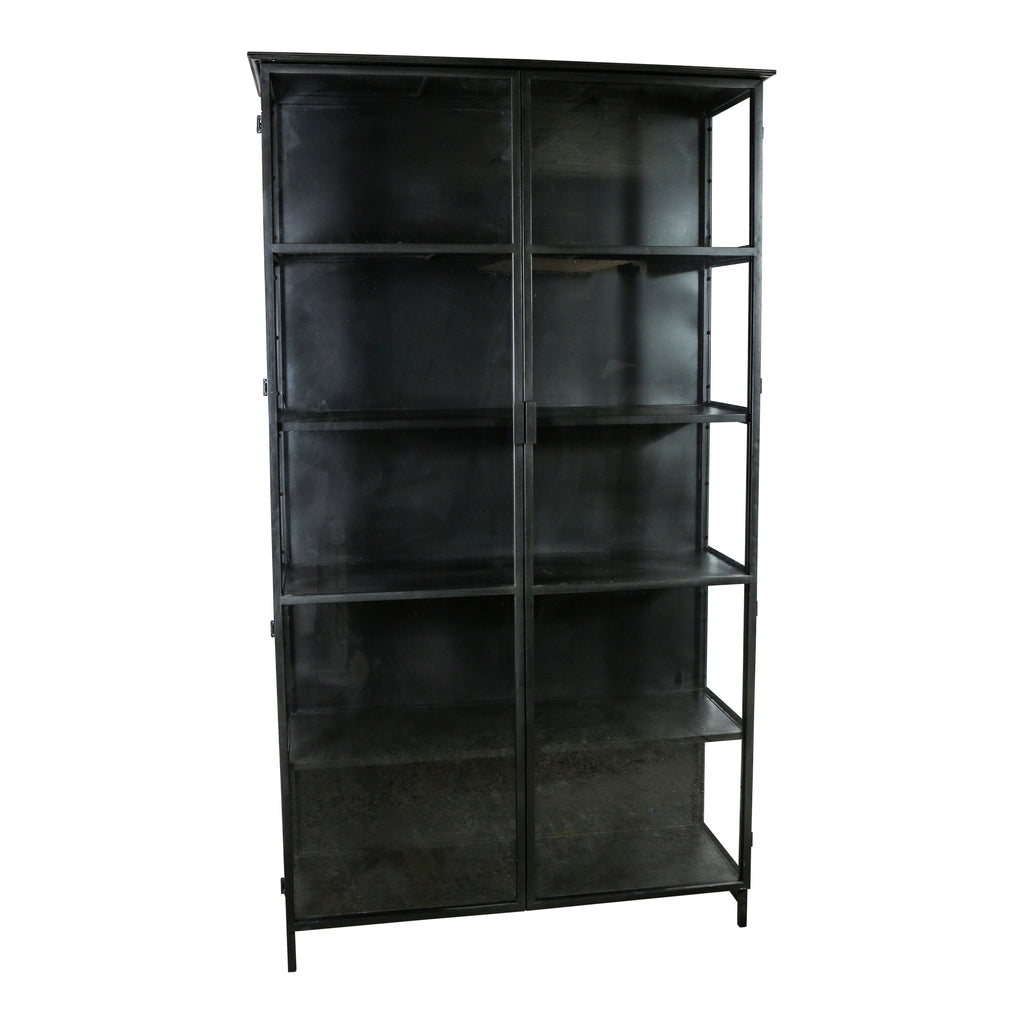 elina glass cabinet black iron frame 2 doors