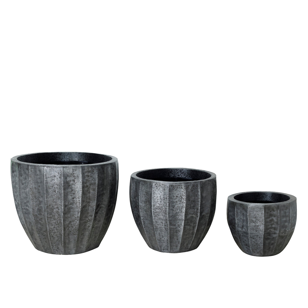 eliny black brushed aluminum plate pot ribbed round sv3