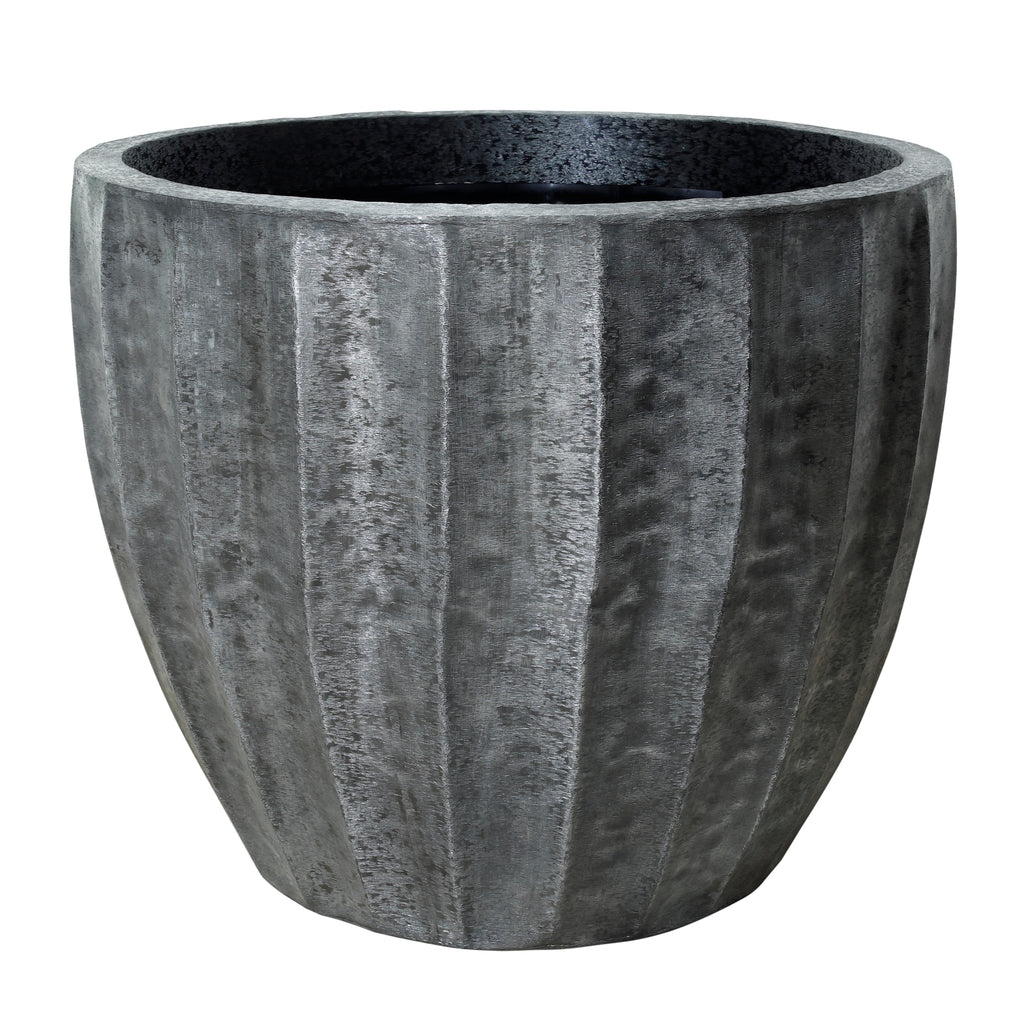 eliny black brushed aluminum plate pot ribbed round sv3