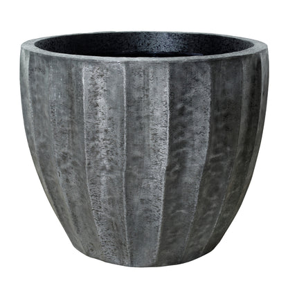 Eliny Black brushed aluminum plate pot ribbed round SV3