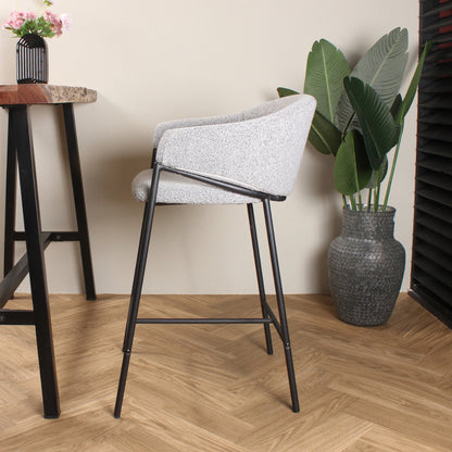 Elza bar stool boucle grey 65 cm -&gt; Elza bar stool in boucle grey, 65 cm