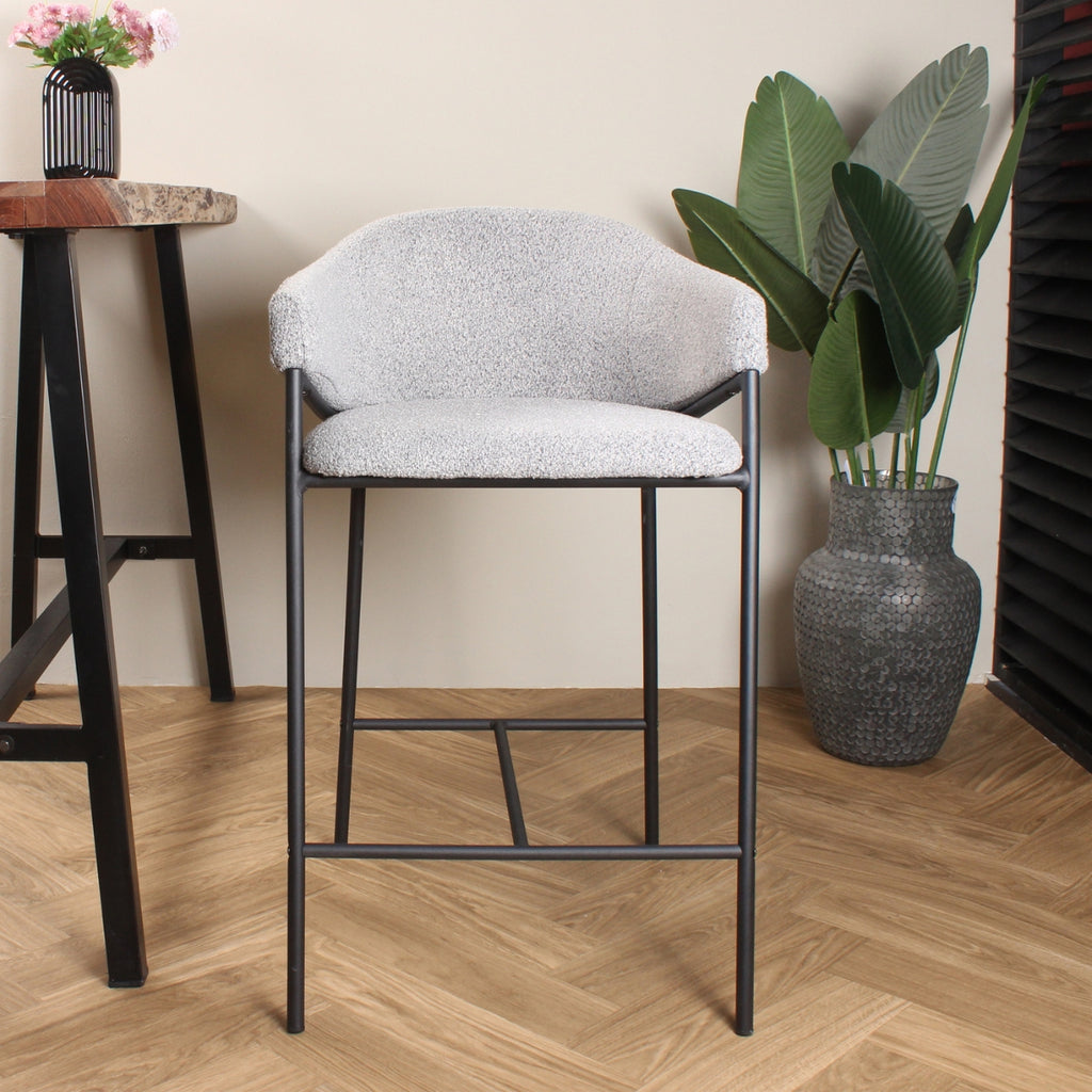 elza bar stool boucle grey 65 cm -&gt; elza bar stool in boucle grey, 65 cm