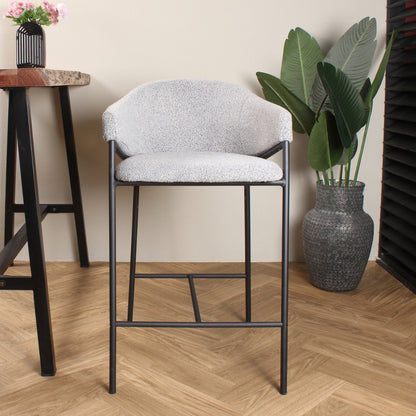 Elza bar stool boucle grey 65 cm -&gt; Elza bar stool in boucle grey, 65 cm