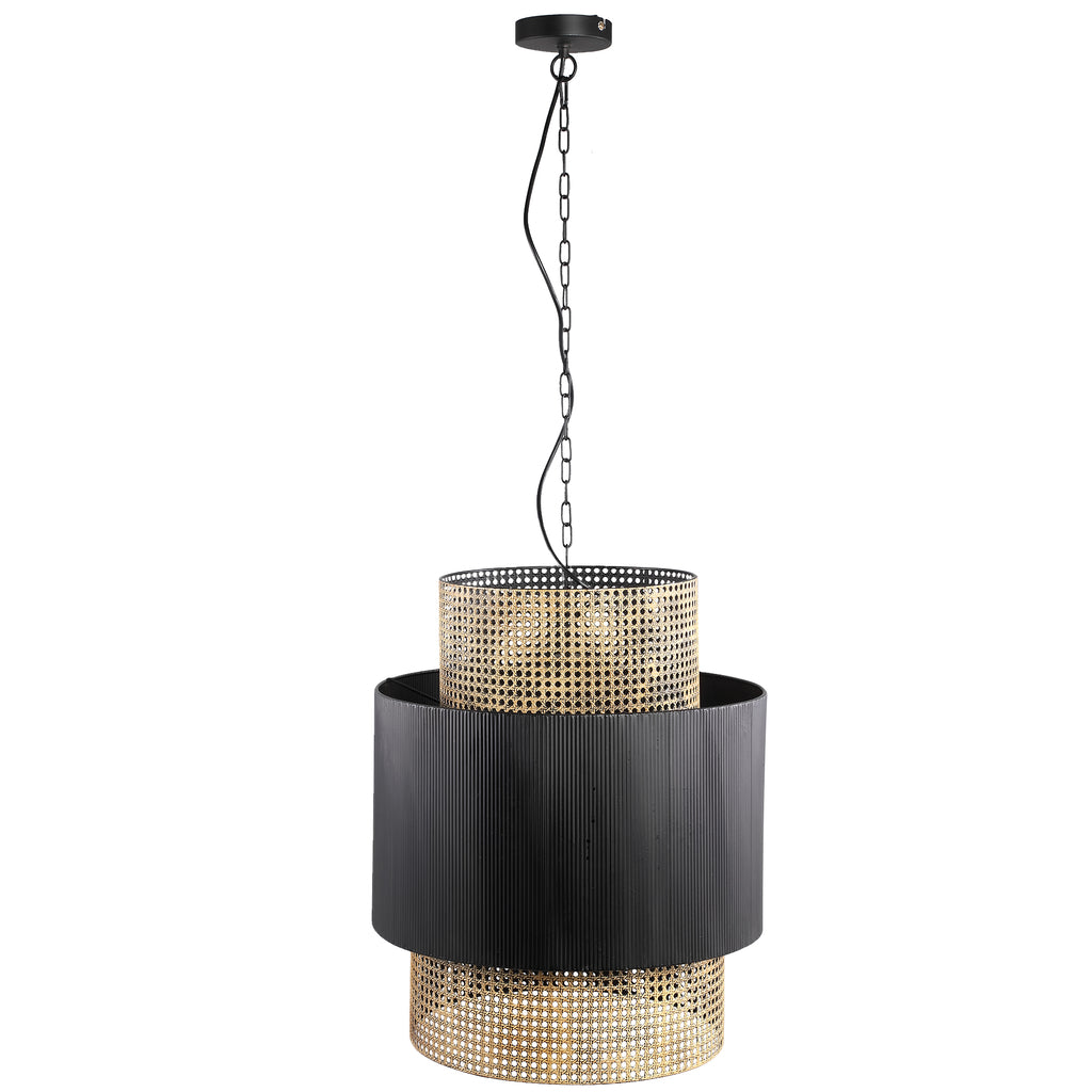 erdila black bamboo hanging lamp double layer round