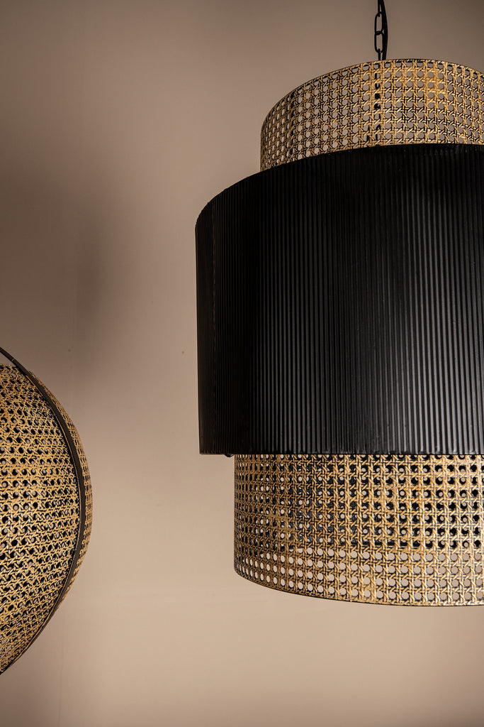 erdila black bamboo hanging lamp double layer round