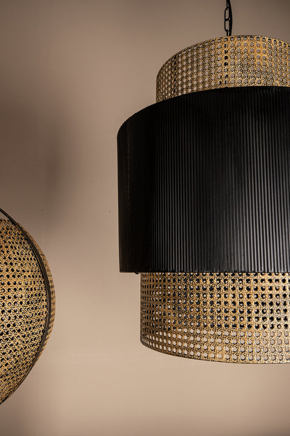 Erdila Black bamboo hanging lamp double layer round