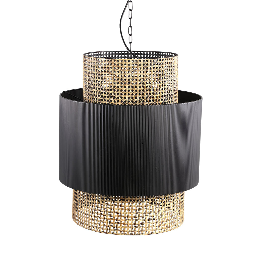 erdila black bamboo hanging lamp double layer round