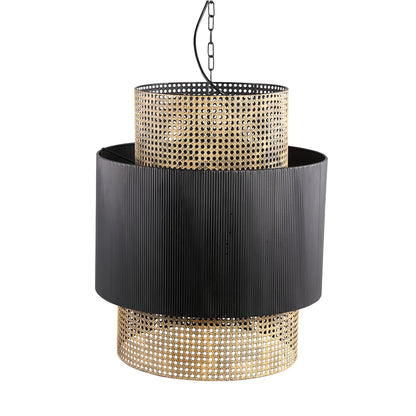 Erdila Black bamboo hanging lamp double layer round