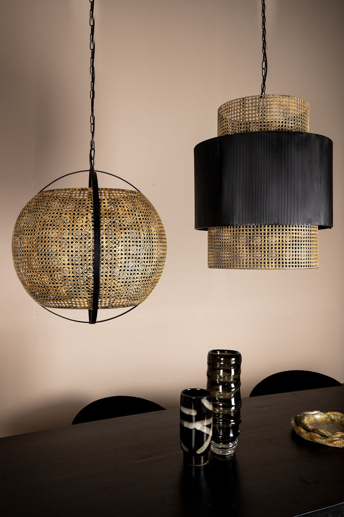 erdila black bamboo hanging lamp double layer round