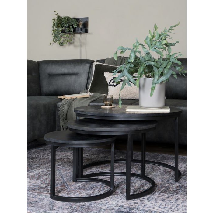 bart coffee table - set of 2 - black top - black base