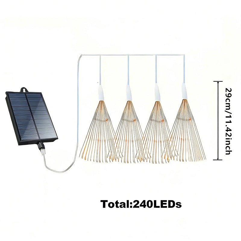 Set solar tuinlampen met vuurwerkeffect en automatische schemersensor