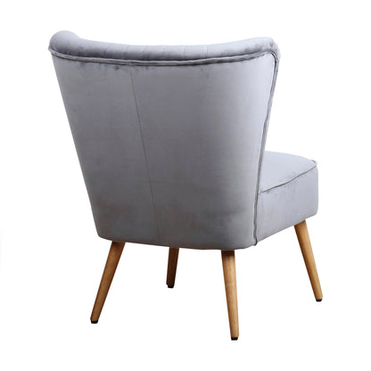 Fauteuil Eva Stof Velours Grijs -> Armstoel Eva Stof Velours Grijs