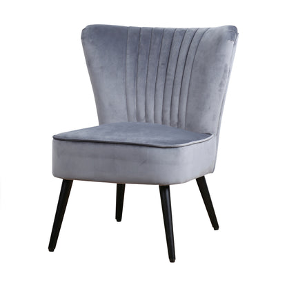 Fauteuil Eva Stof Velours Grijs -> Armstoel Eva Stof Velours Grijs