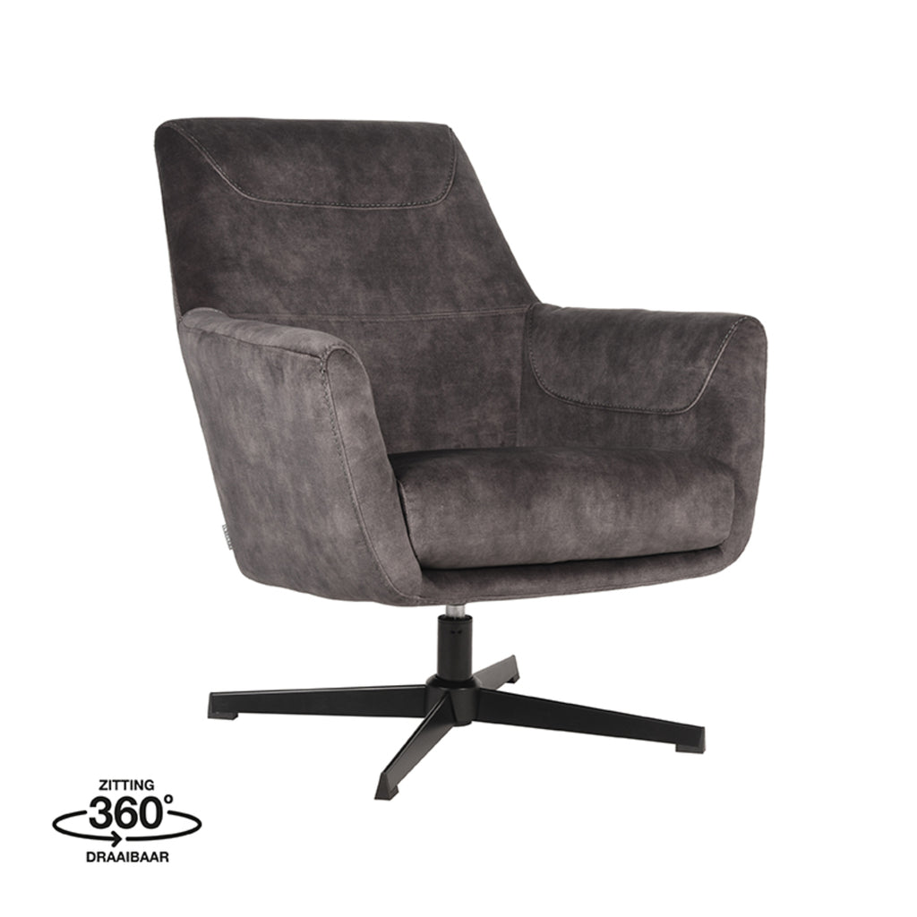 label51 fauteuil toby - antraciet - velours