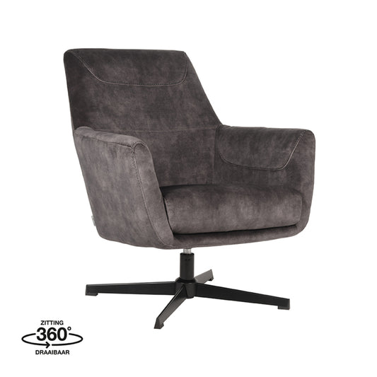 LABEL51 Toby Armchair - Anthracite - Velvet