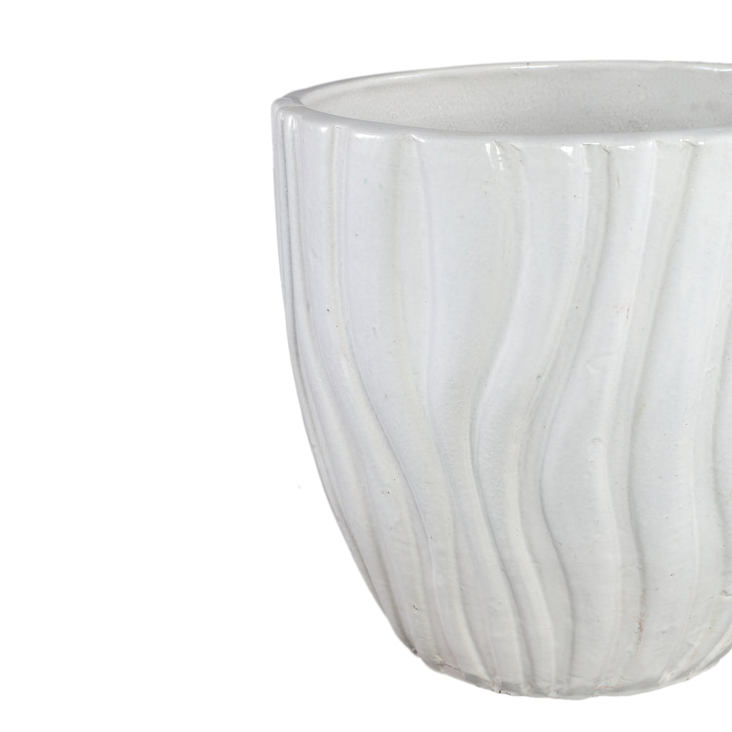 fionaa white ceramic pot wavy structure round sv3