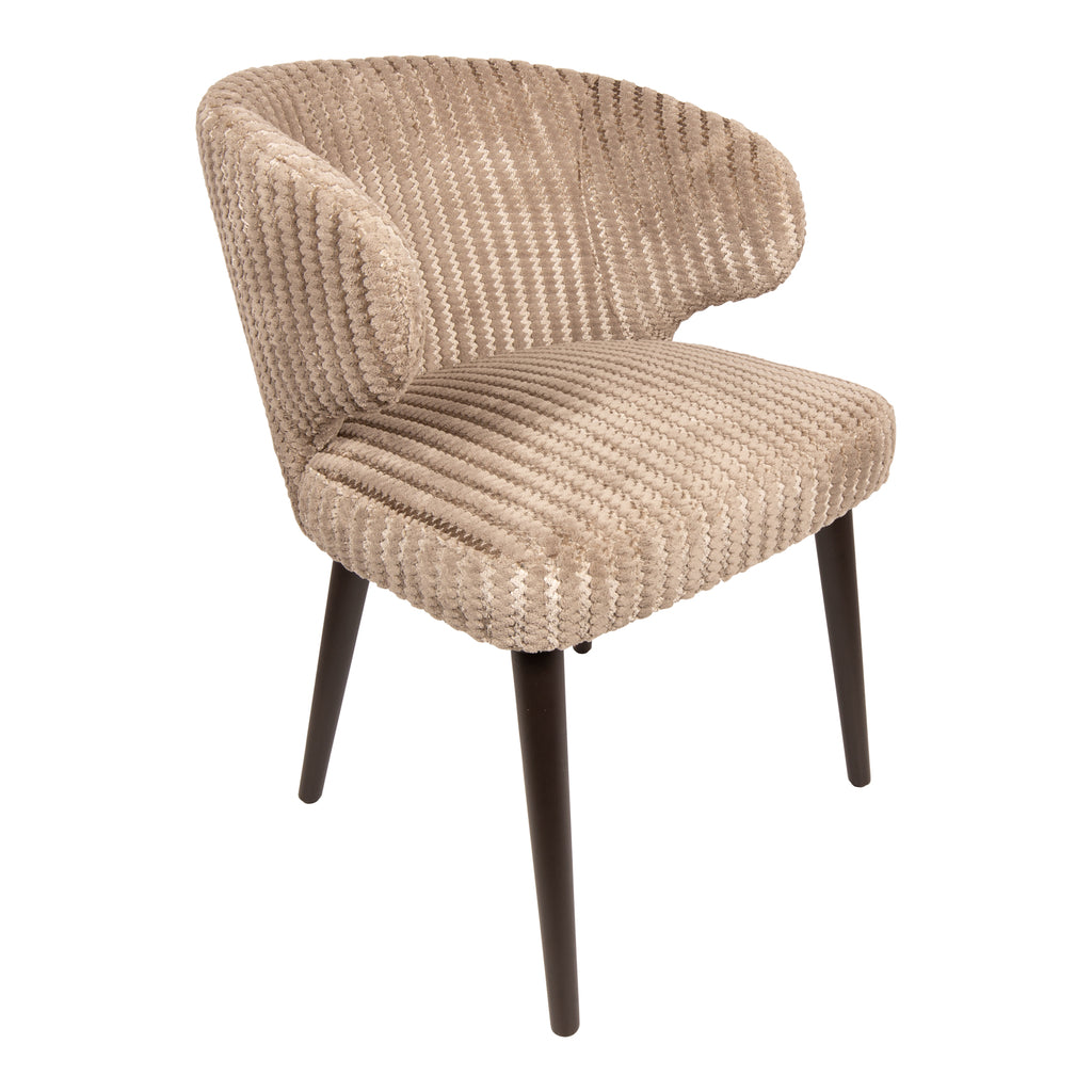 fiori beige 09 dining chair with dark brown wooden legs.