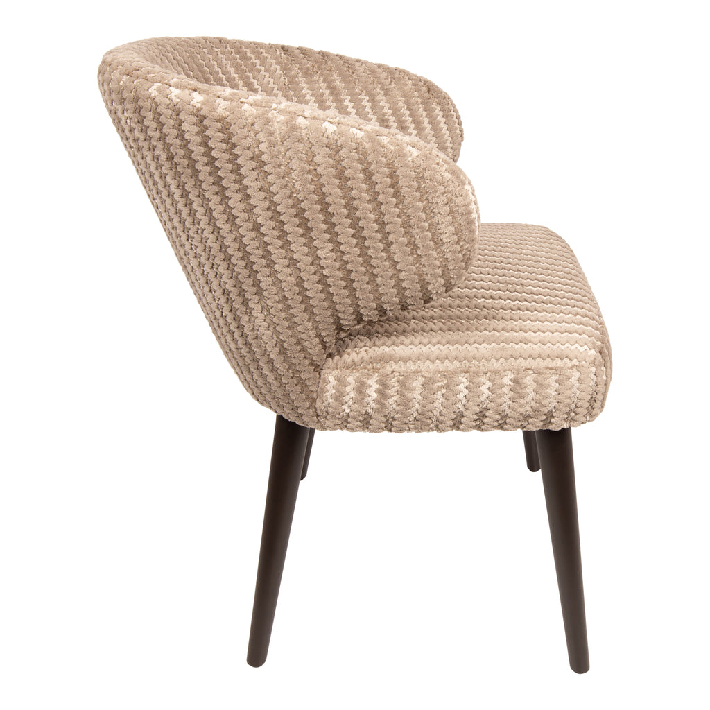 fiori beige 09 dining chair with dark brown wooden legs.