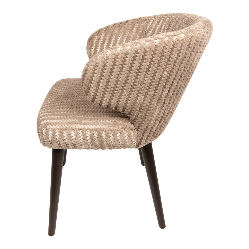 fiori beige 09 dining chair with dark brown wooden legs.