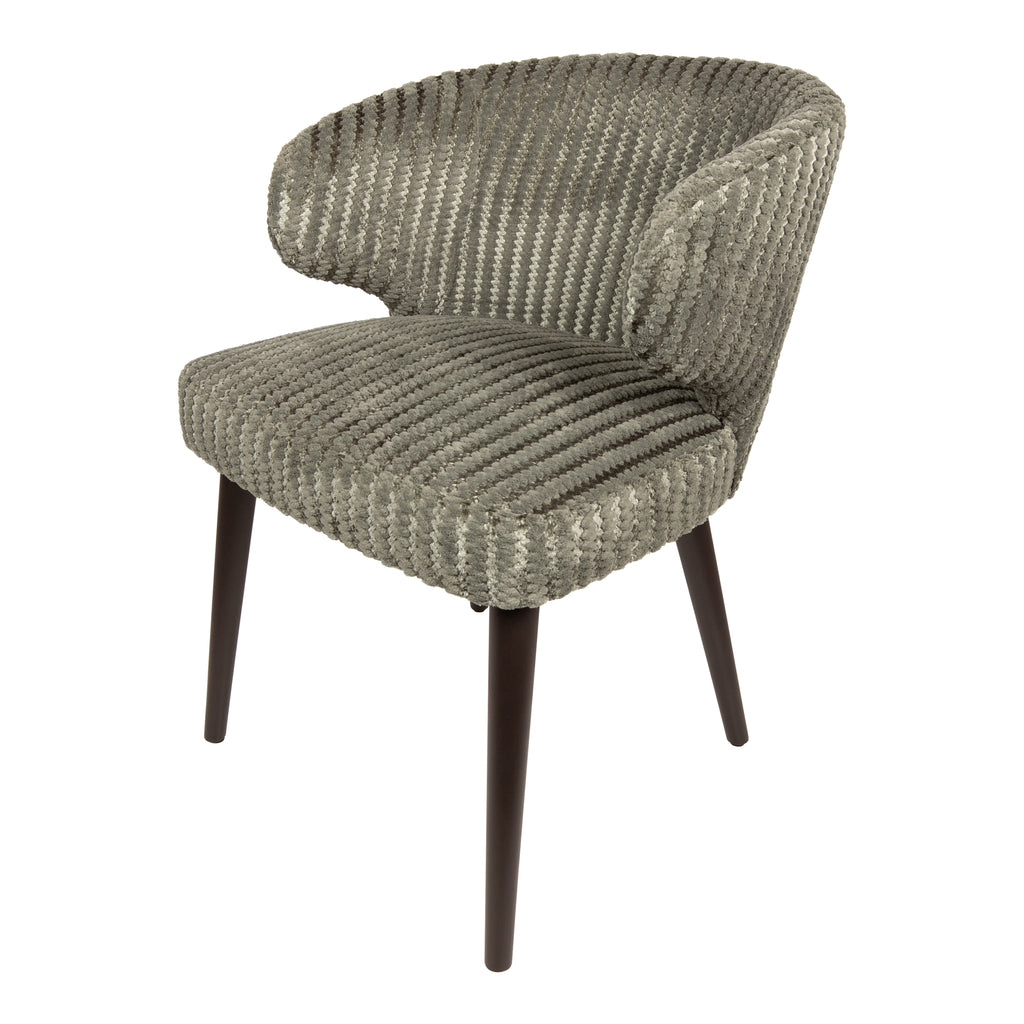 fiori green 13 dining chair with dark brown wooden legs.