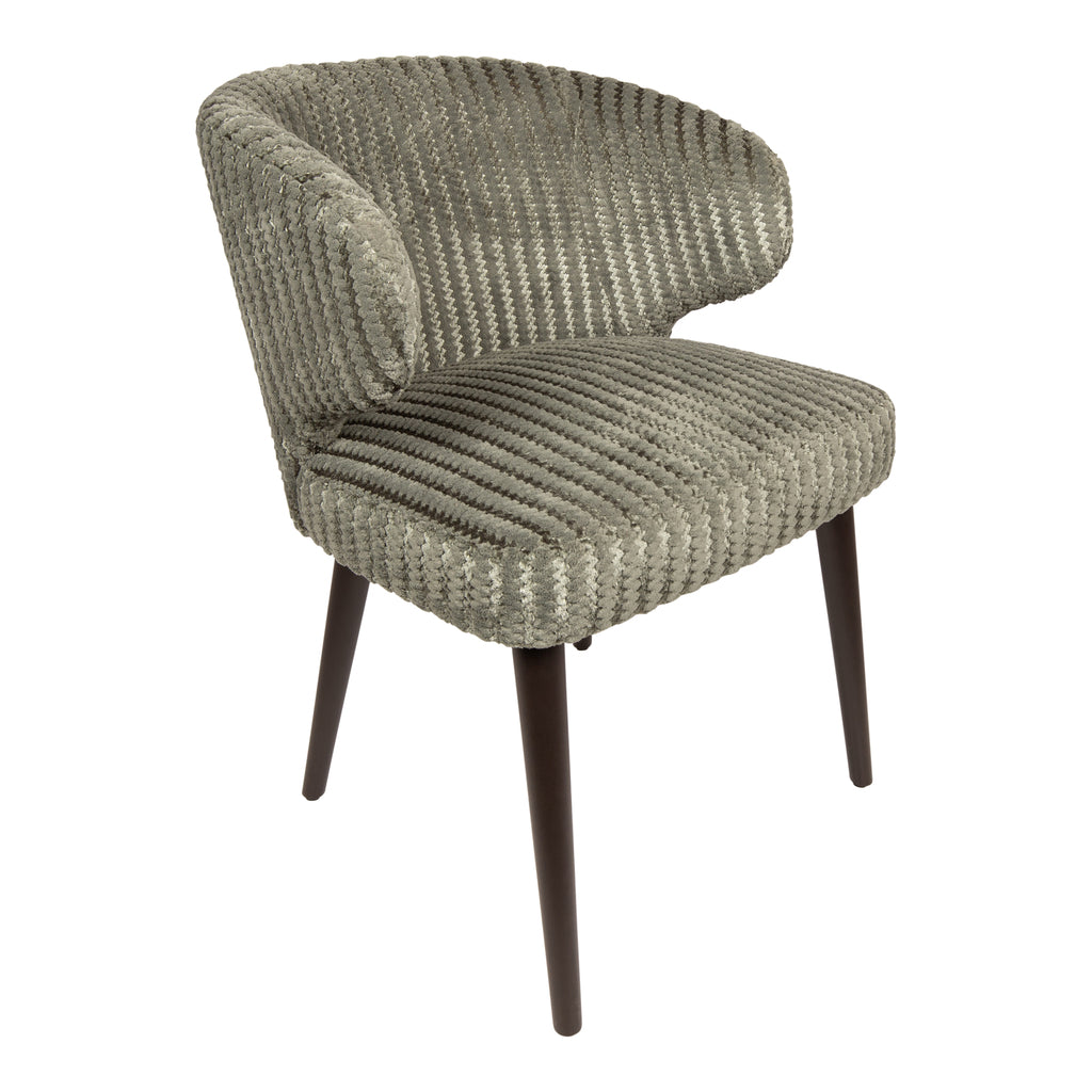 fiori green 13 dining chair with dark brown wooden legs.